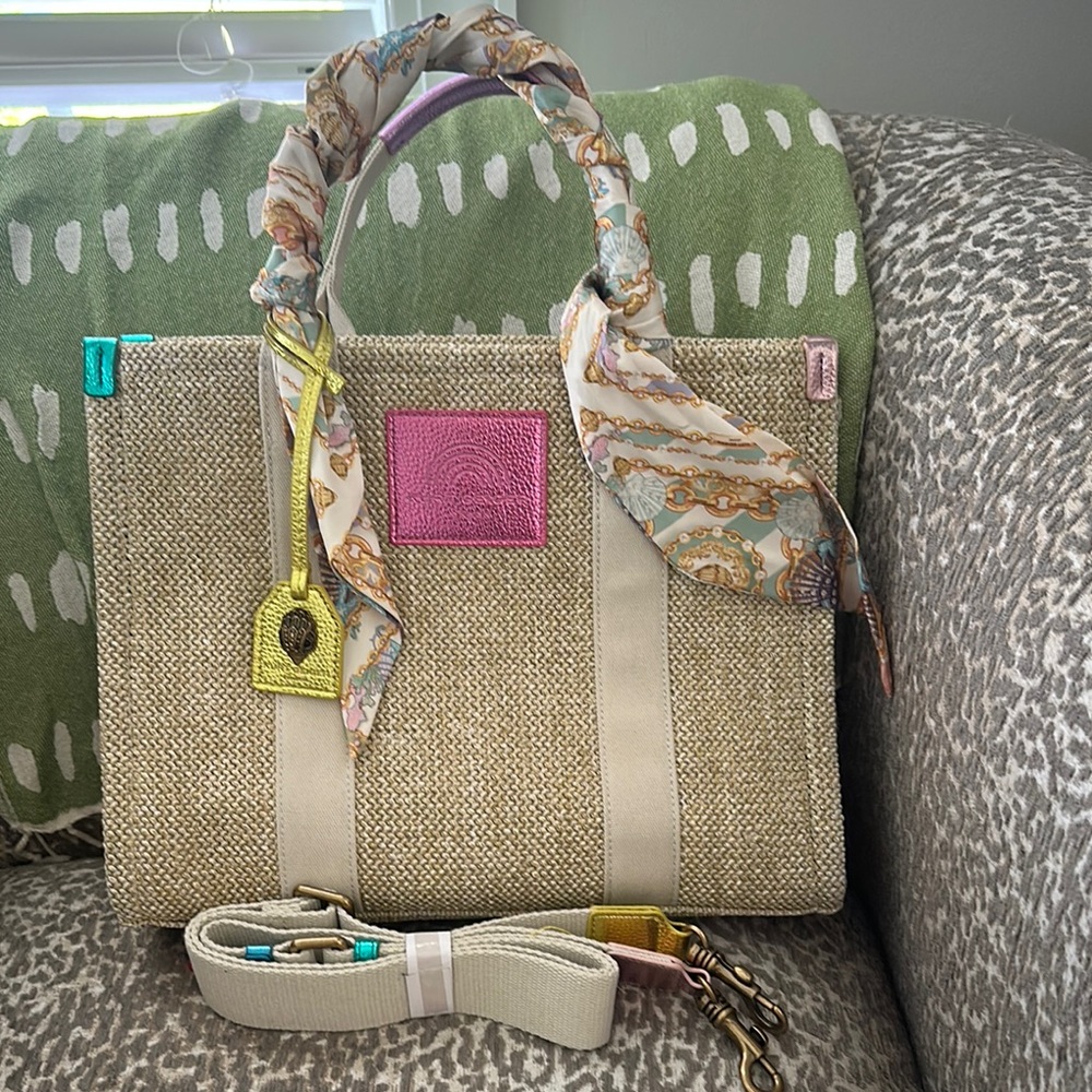 Kurt Geiger Cream and Pink Tote Bag with Structured Design